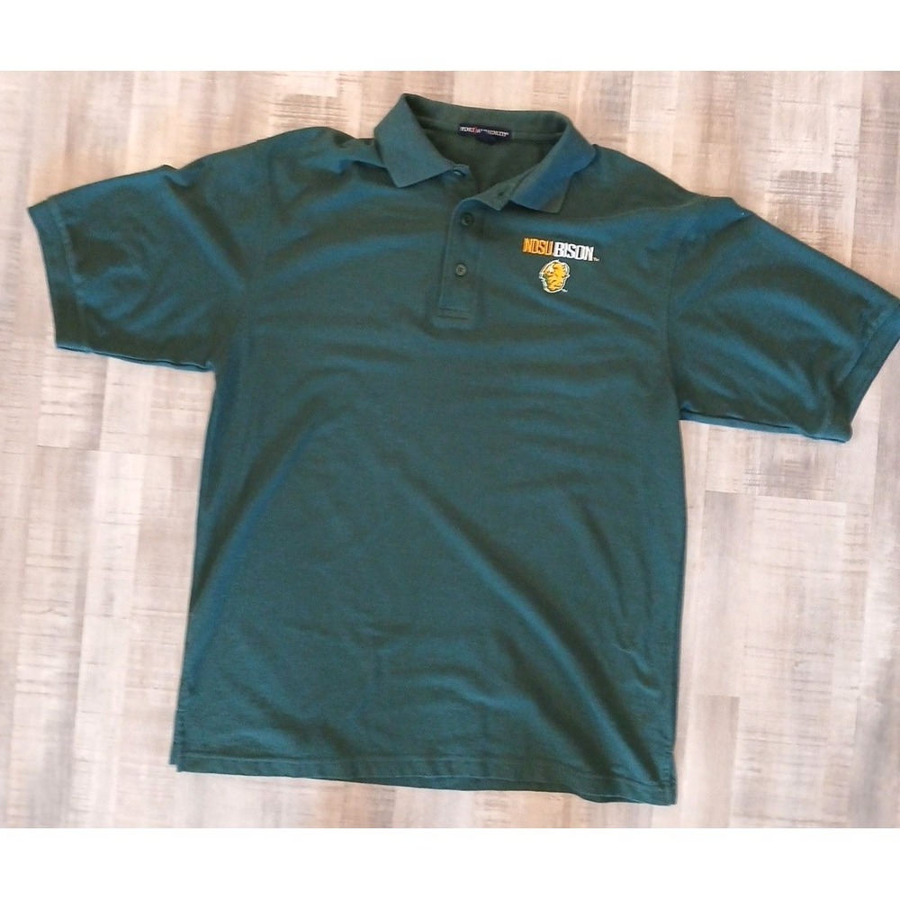 North Dakota State Bison Polo Shirt Men Large Green NDSU Performance Quick Dry